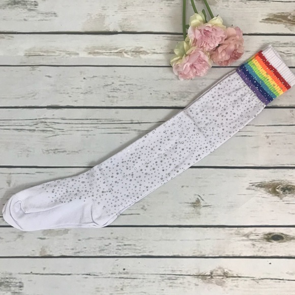 Sexy Bling Rhinestone Over The Knee Rainbow Socks - Picture 3 of 8
